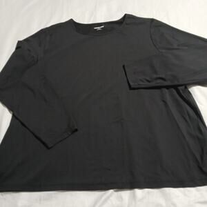 LANDS' END 2X (20W-22W) Rash Guard Black Long-Sleeved Shirt Plus-Size Friendly